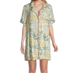 World Market Green Bali peacock grove multi color nightshirt nightgown pajamas